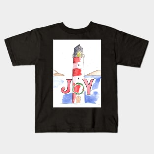 Whimsical Lighthouse at Christmastime Kids T-Shirt